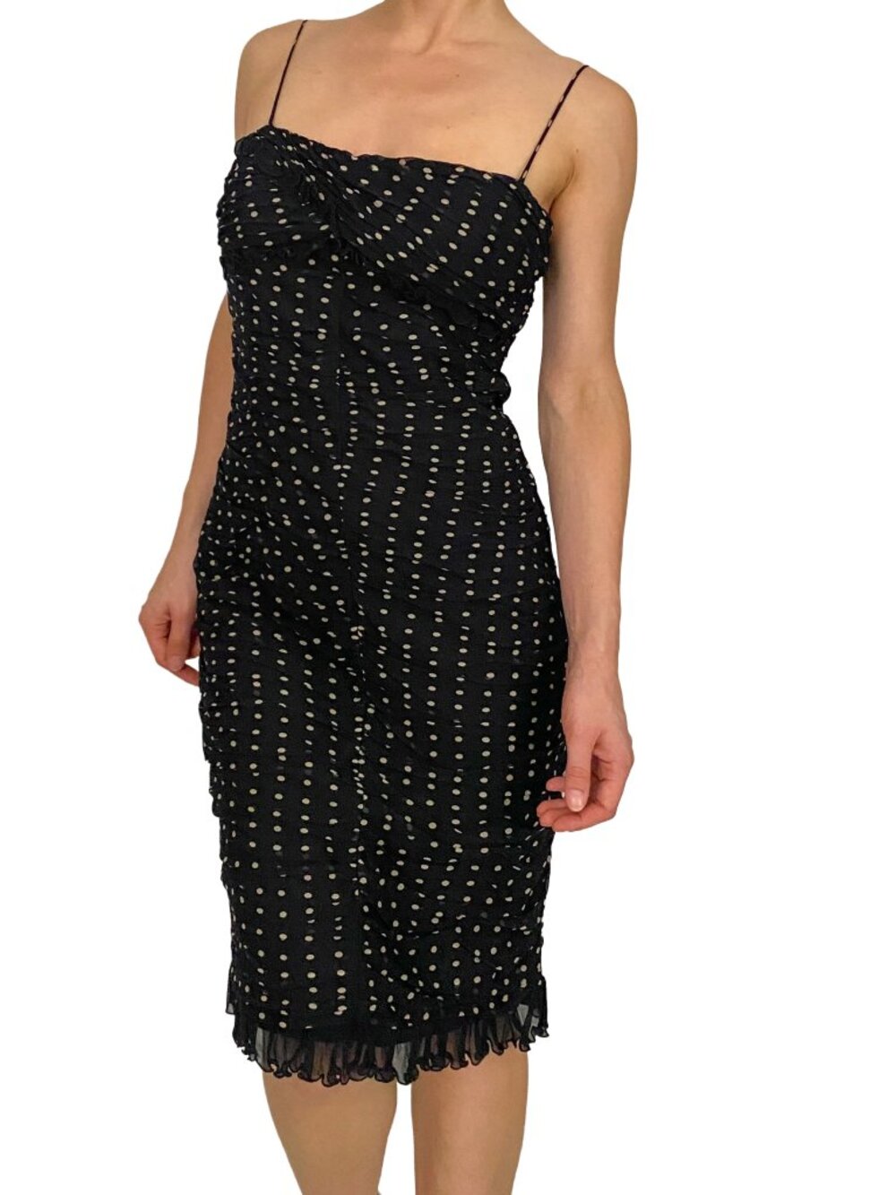 Cache Silk Polka Dot Midi Dress